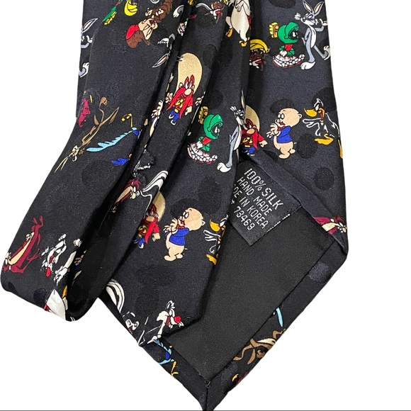 Silk tie Warner Brothers necktie Looney Tunes “Novelty” Vintage tie 90’s - Picture 3 of 4
